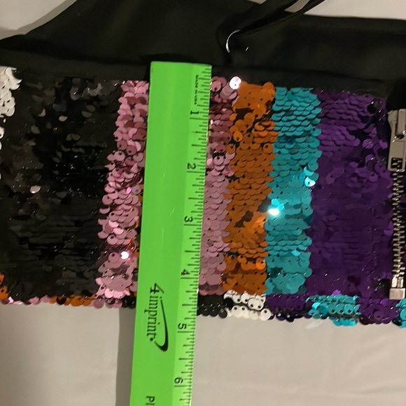 Diffuse sequin crop top striped multicolor ladies size 10 party sparkle orange - Picture 11 of 12